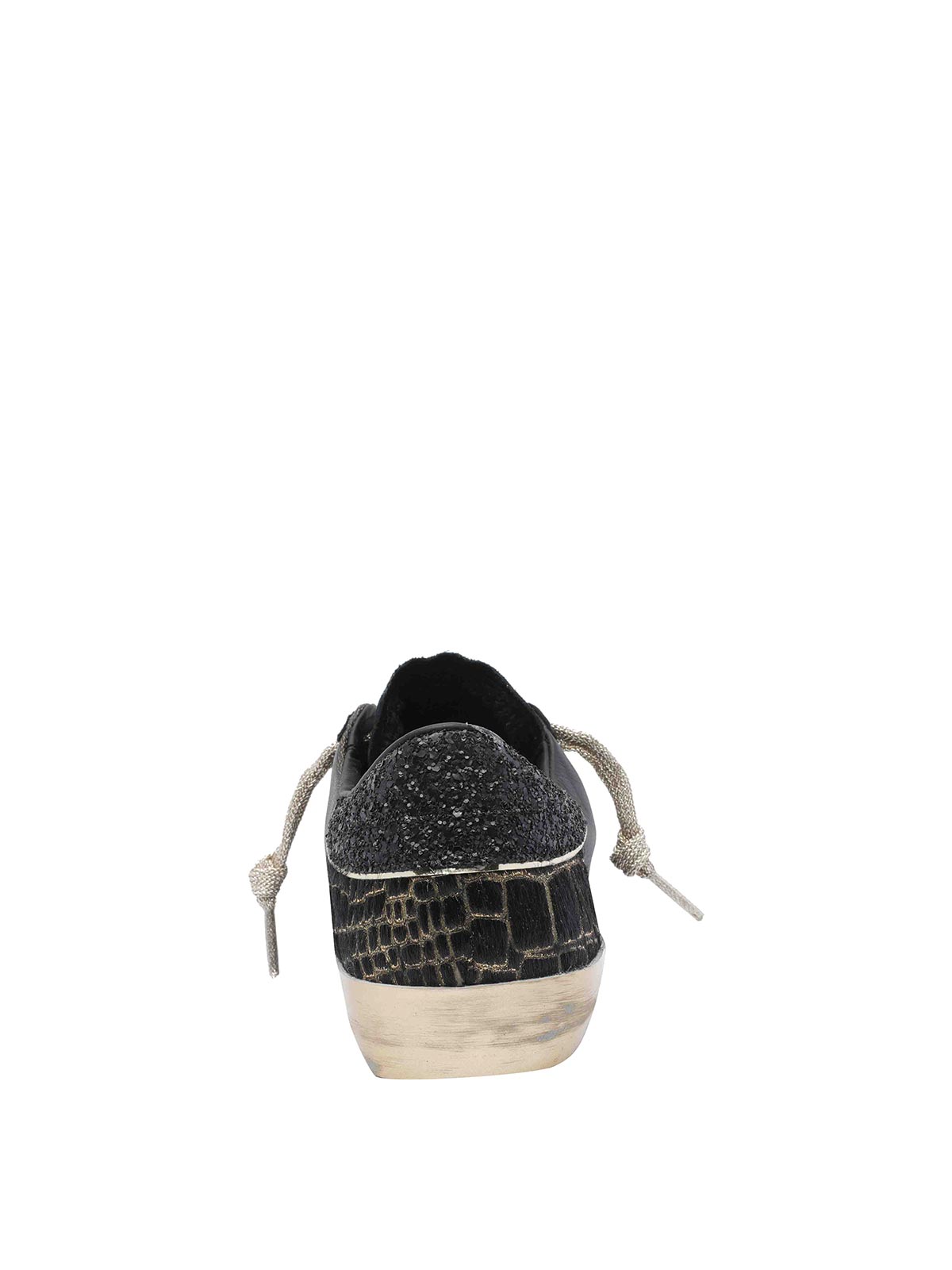 Philippe Model Shiny Leather Low Top Sneakers In Black