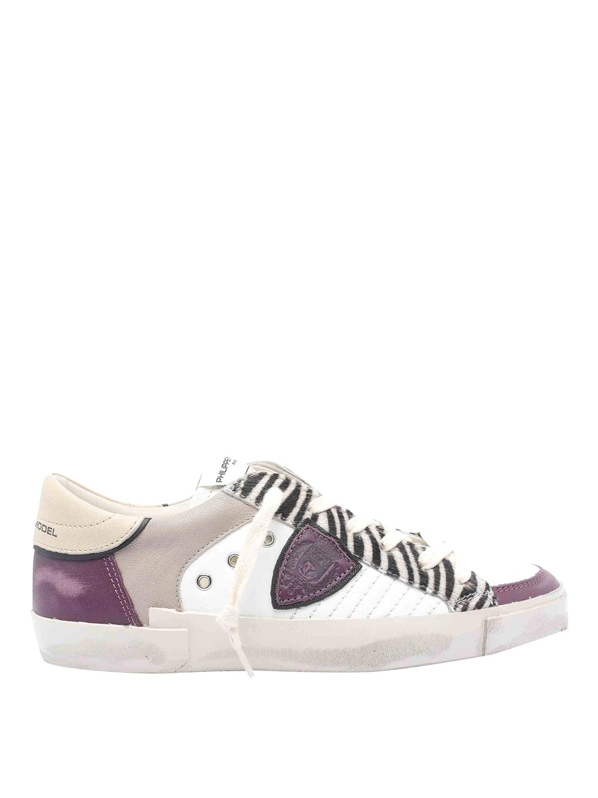 Philippe Model Low Top Leather Sneakers With Contrast Panels In White