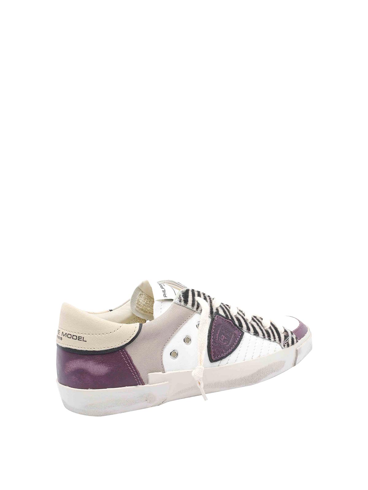 Philippe Model Low Top Leather Sneakers With Contrast Panels In White