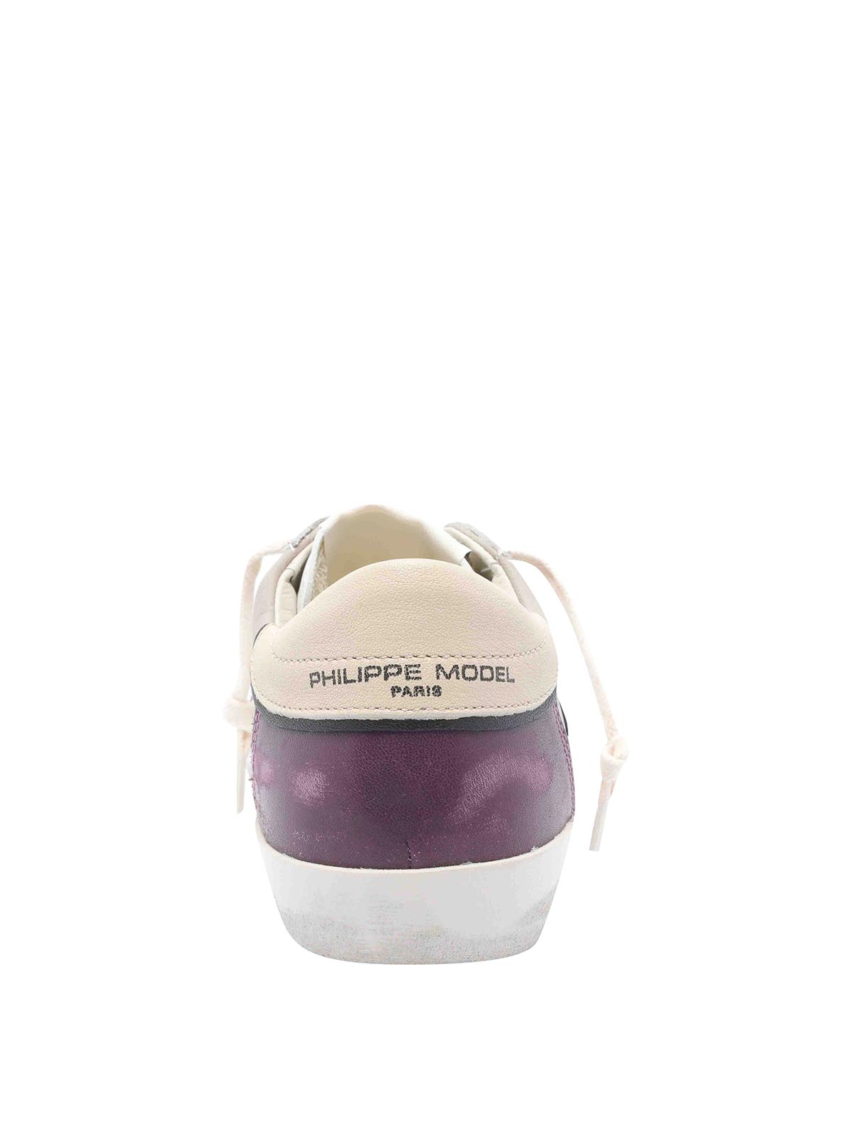 Philippe Model Low Top Leather Sneakers With Contrast Panels In White