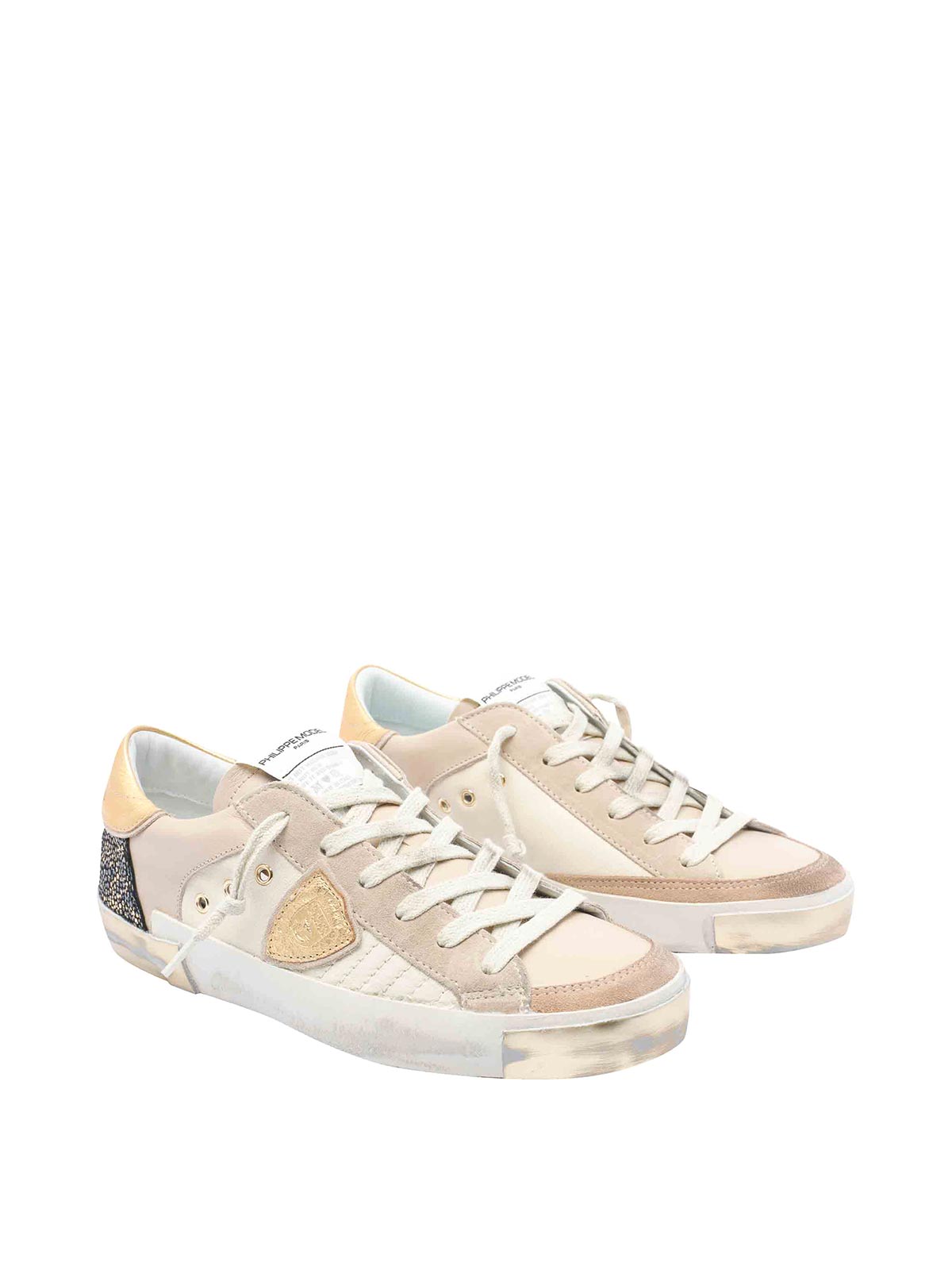 Philippe Model Logo-patch Round-toe Sneakers In Nude