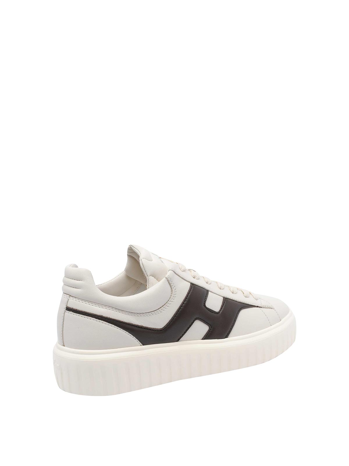 Hogan H-stripes Logo Lace-up Sneakers In White