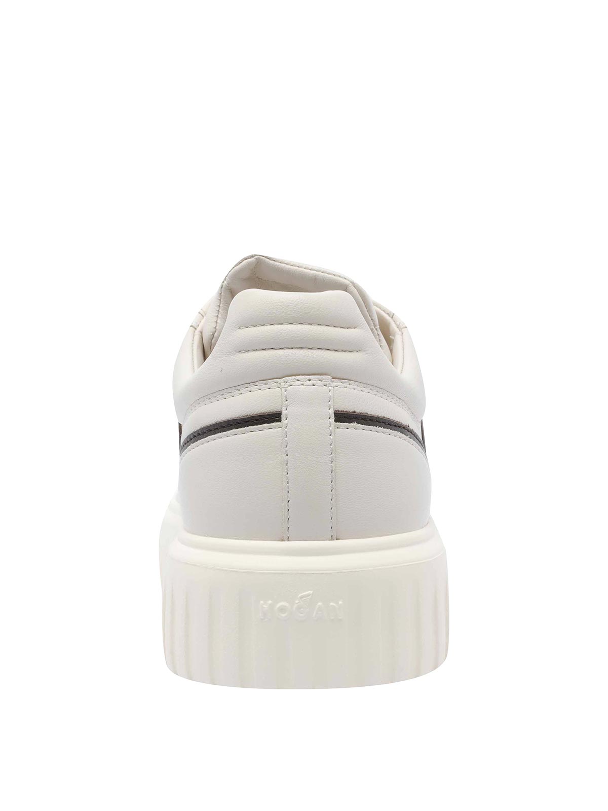 Hogan H-stripes Logo Lace-up Sneakers In White