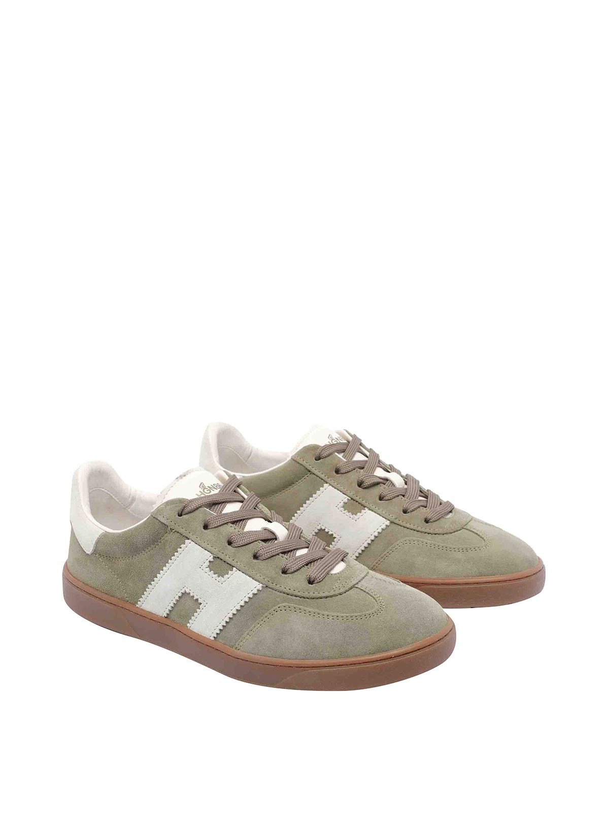Hogan Round Toe Suede Low Top Sneakers In Gray