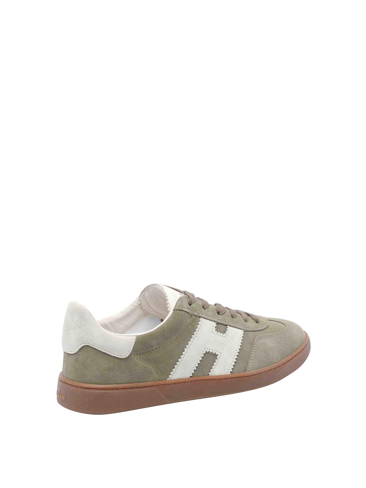 Hogan Round Toe Suede Low Top Sneakers In Gray