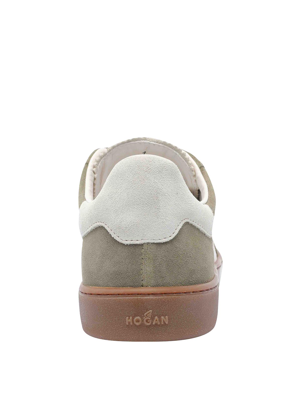 Hogan Round Toe Suede Low Top Sneakers In Gray