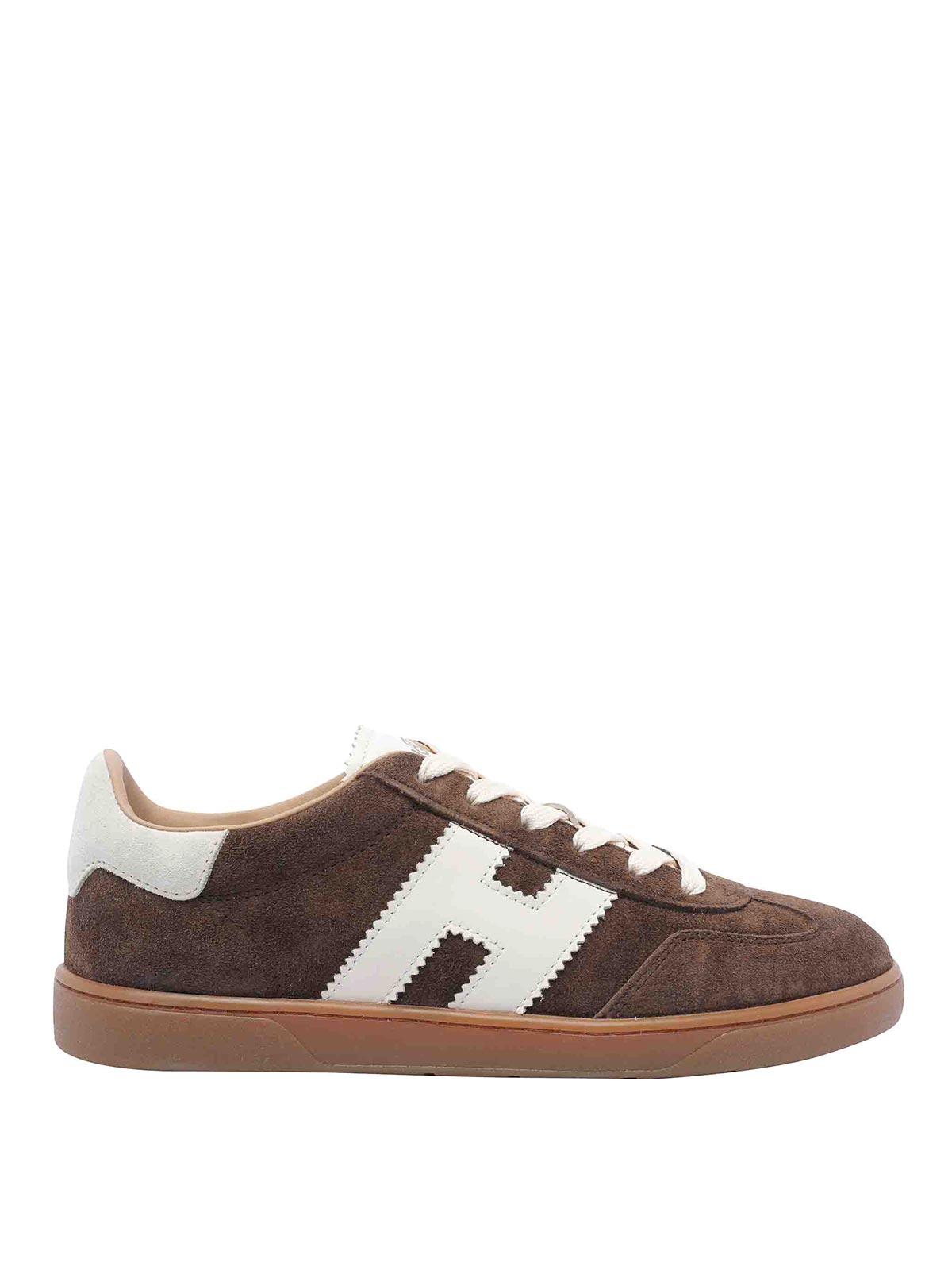 Hogan Low-top Suede Sneakers With Contrasting Stripe In Brown