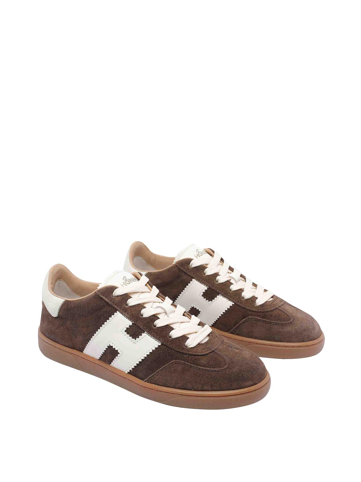 Hogan Low-top Suede Sneakers With Contrasting Stripe In Brown