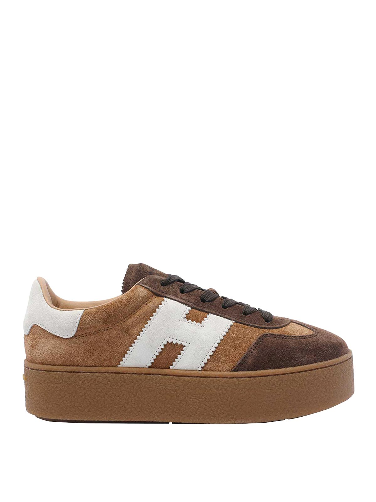 Hogan Low Top Platform Sole Sneakers In Brown