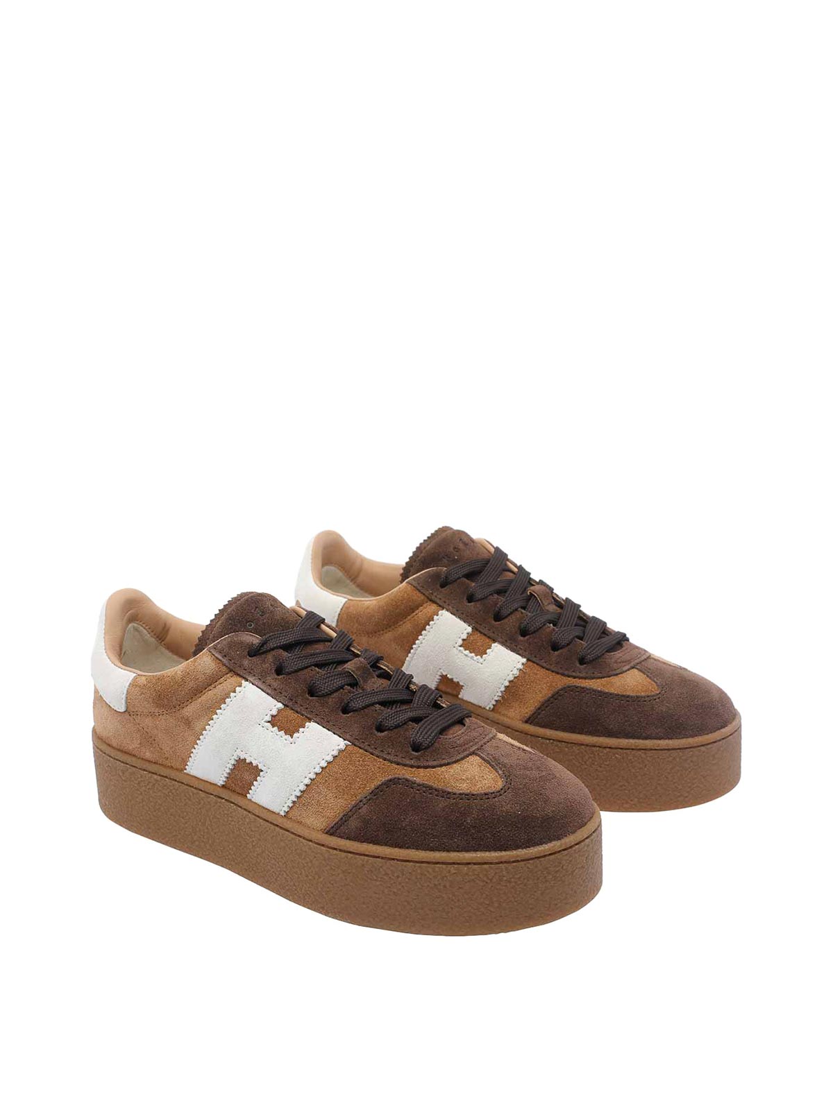 Hogan Low Top Platform Sole Sneakers In Brown