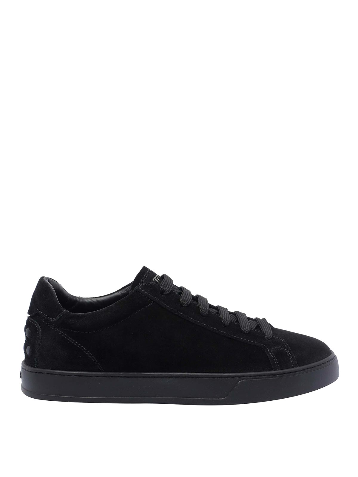 Tod's Low Top Suede Sneakers With Round Toe In Black