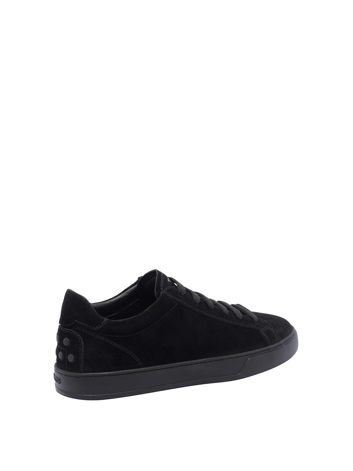 Tod's Low Top Suede Sneakers With Round Toe In Black