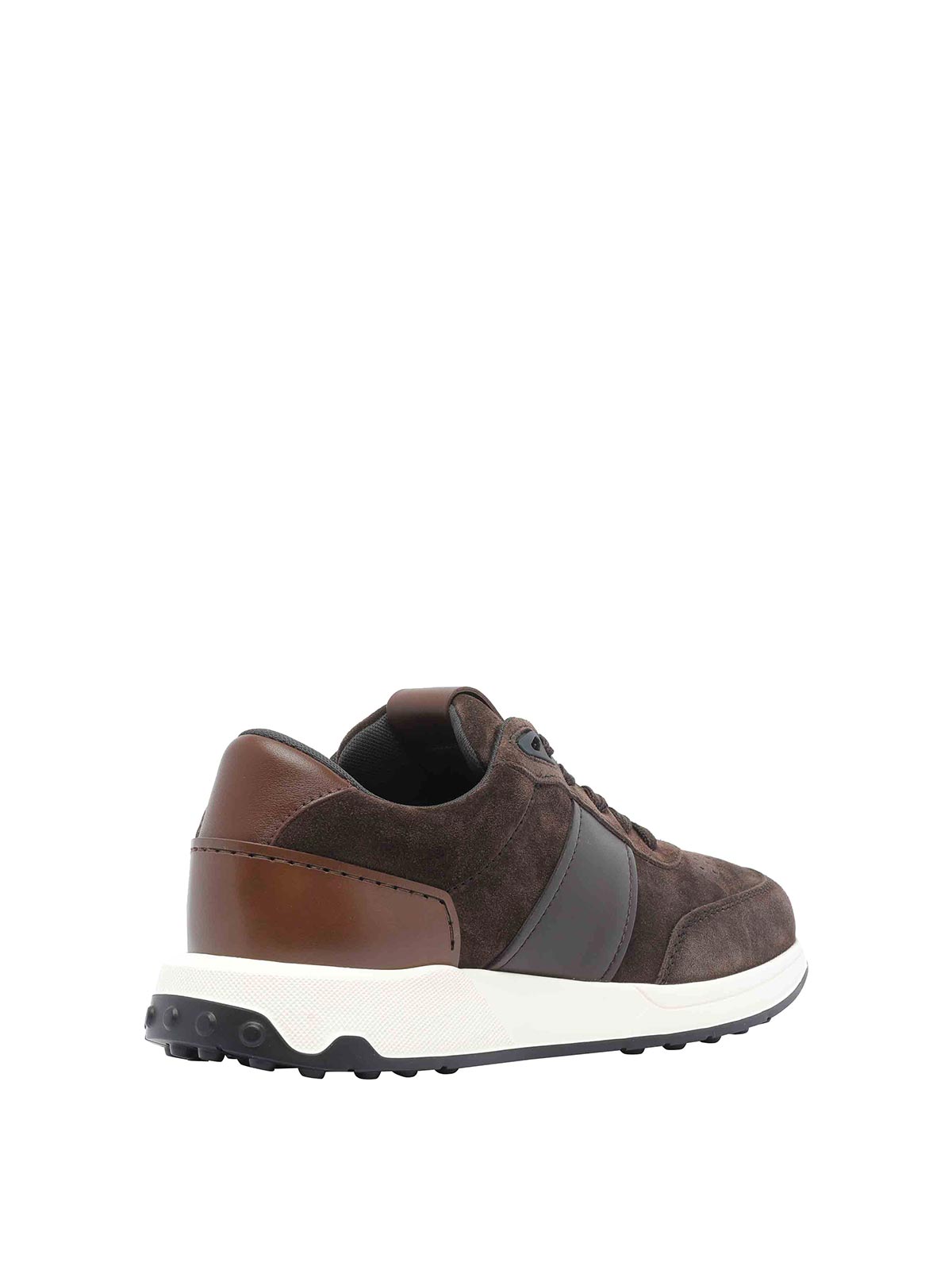 Tod's Suede And Leather Sneakers With Perforated Detailing In Brown