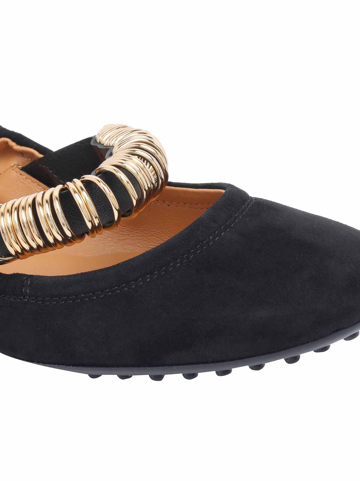 Tod's Ballerina Shoes Suede Gommini Accents In Black