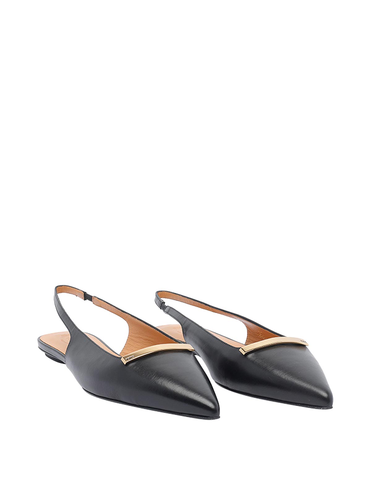 Tod's Black Leather Slingback Ballets In Black