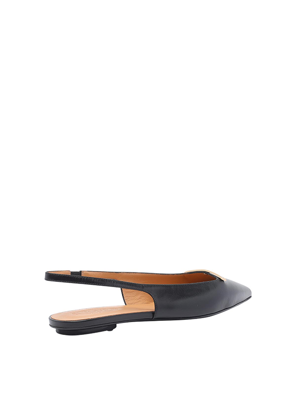Tod's Black Leather Slingback Ballets In Black