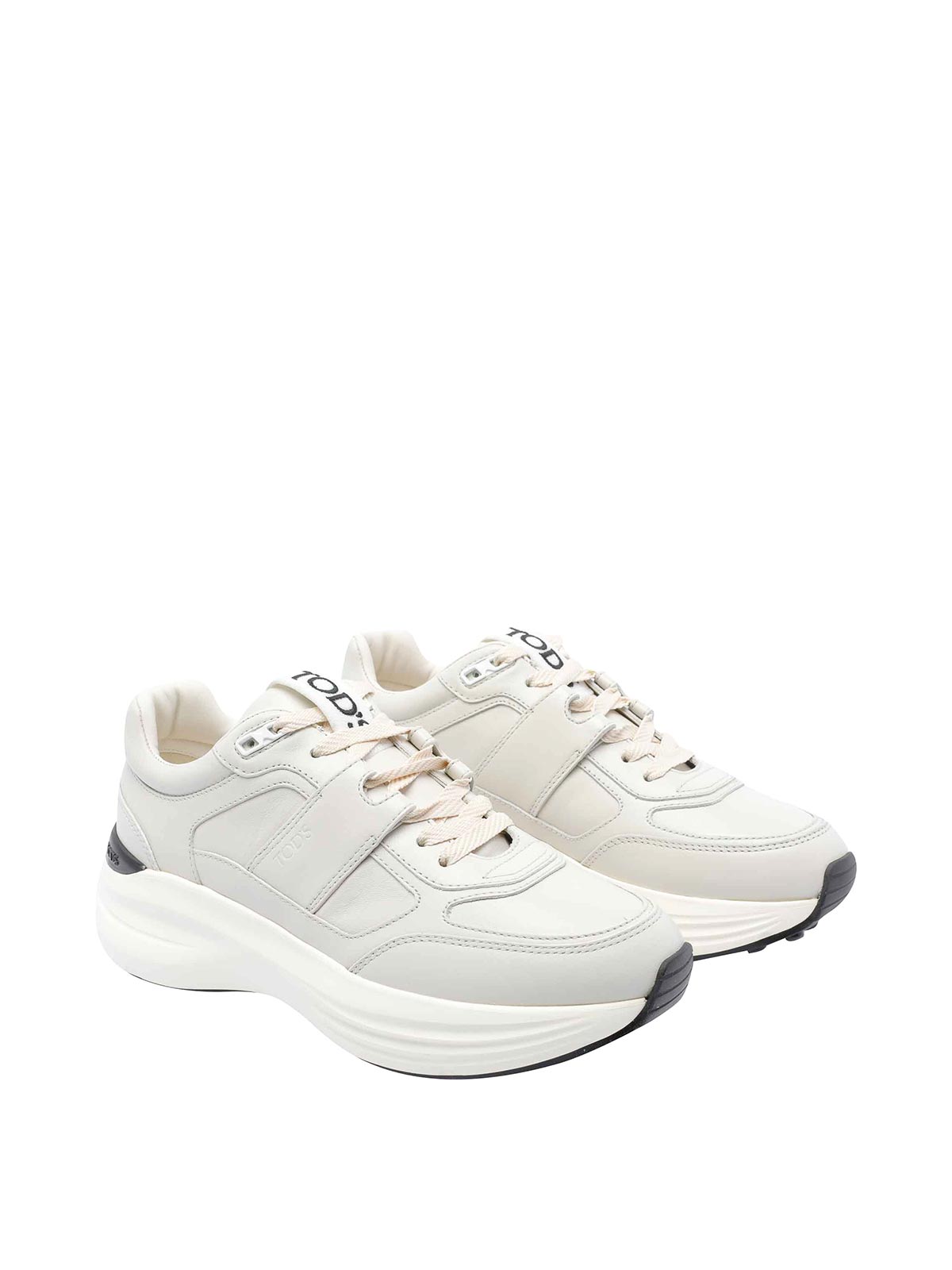 Tod's Leather And Technical Fabric Sneakers In White