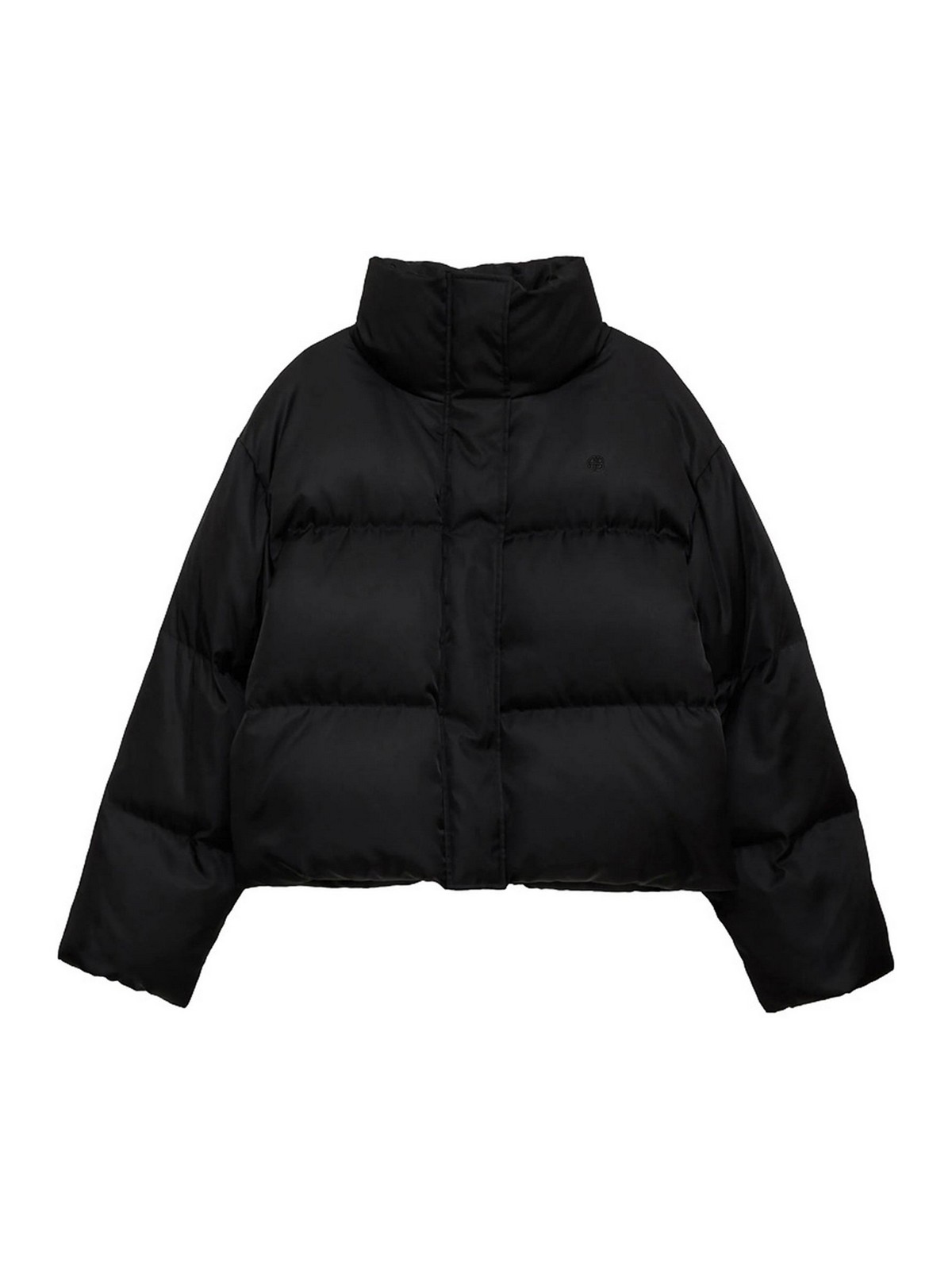 Anine Bing Puffer Jacket Dorian Quilted High Collar In Black