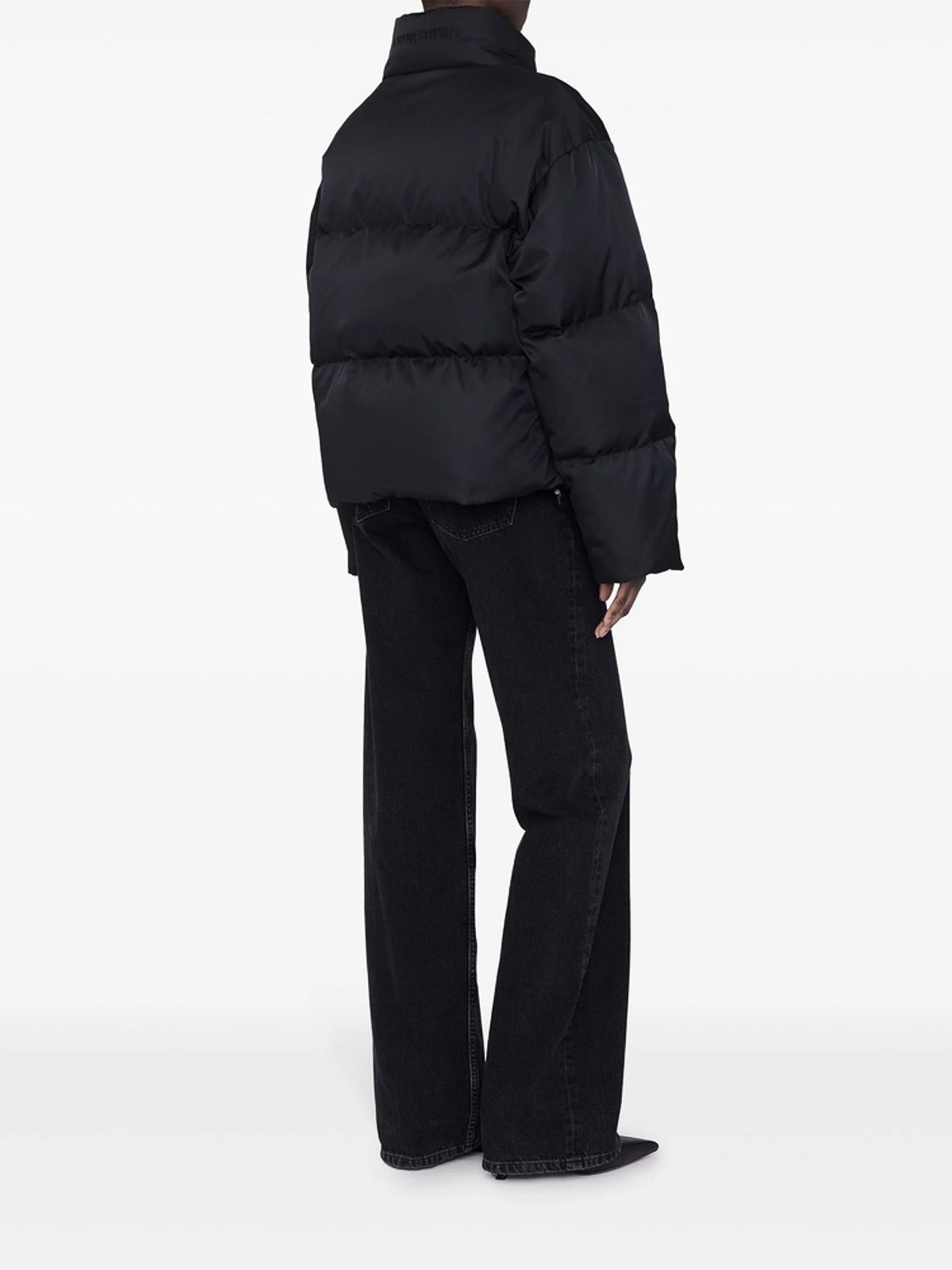 Anine Bing Puffer Jacket Dorian Quilted High Collar In Black