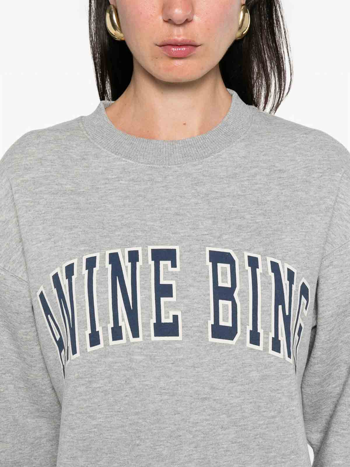 Anine Bing Spencer Printed Cotton-blend Jersey Sweatshirt In Gray