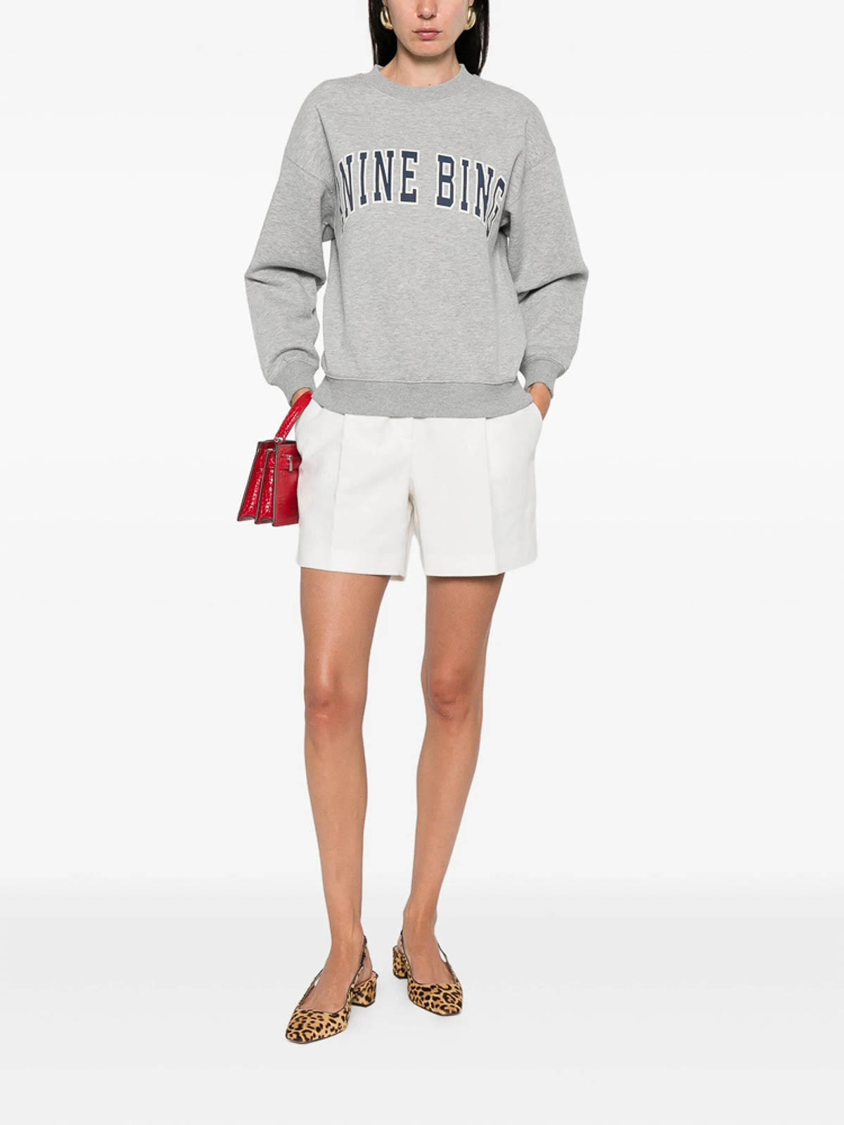 Anine Bing Spencer Printed Cotton-blend Jersey Sweatshirt In Gray