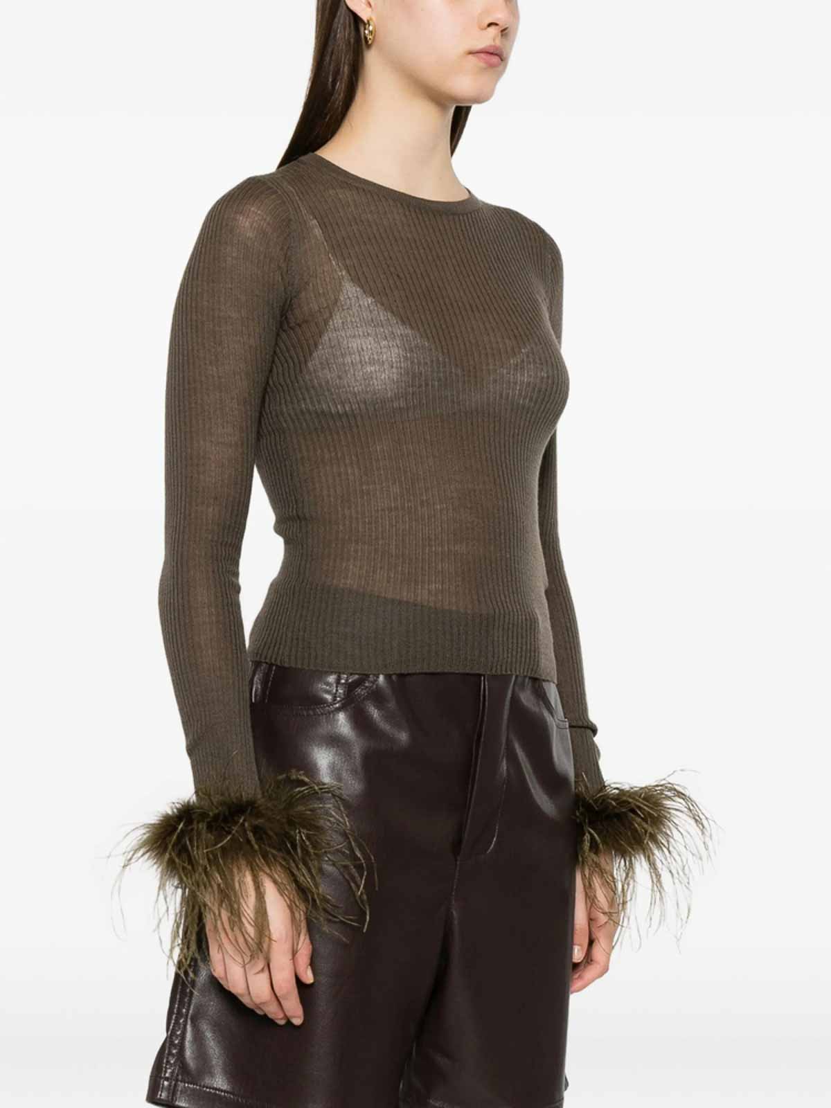 Blumarine Green Sweaters In Brown