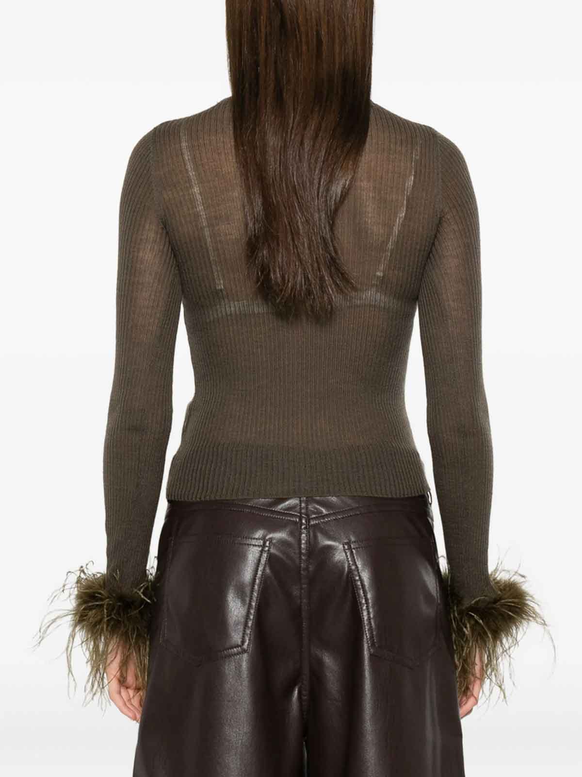 Blumarine Green Sweaters In Brown