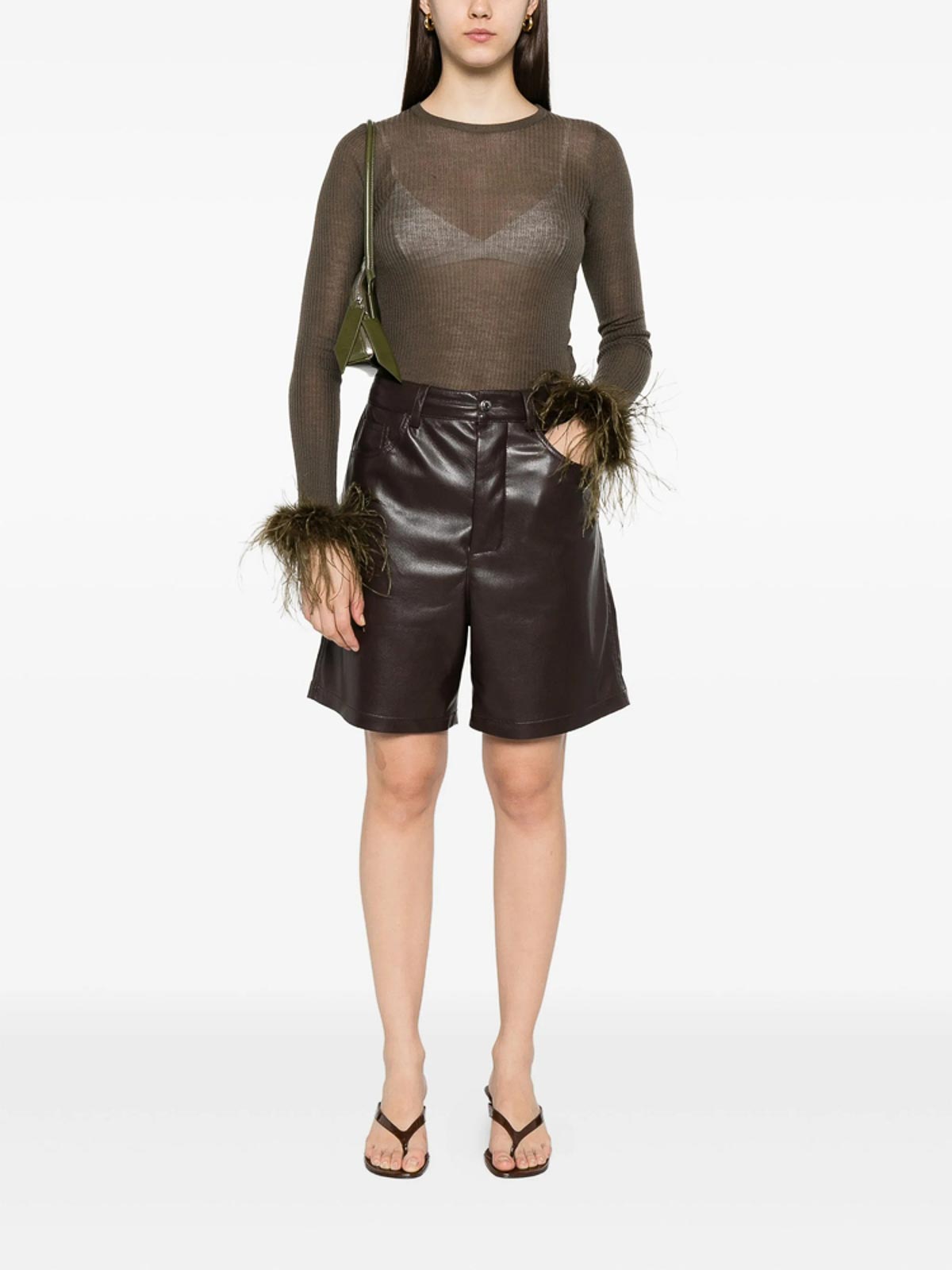Blumarine Green Sweaters In Brown