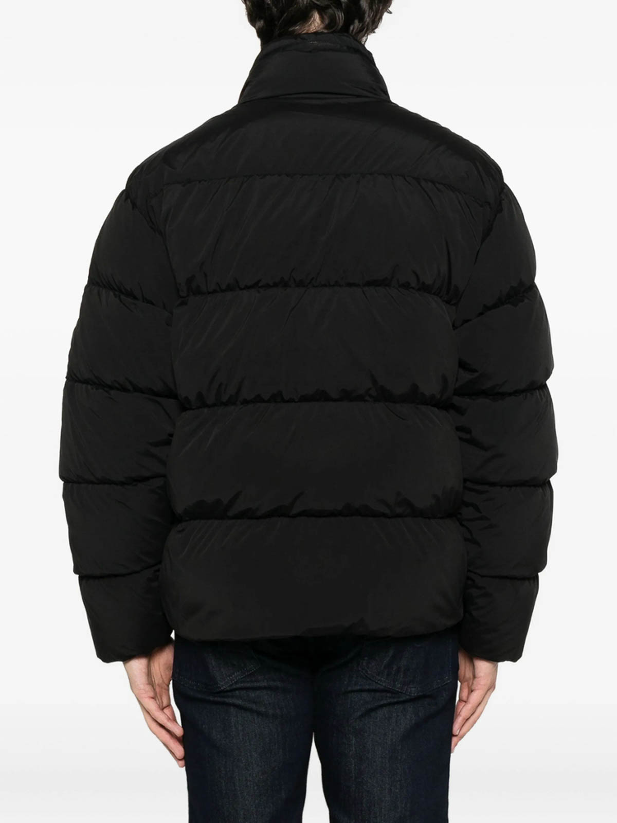 C.p. Company Puffy Orange Jacket With High Collar In Black