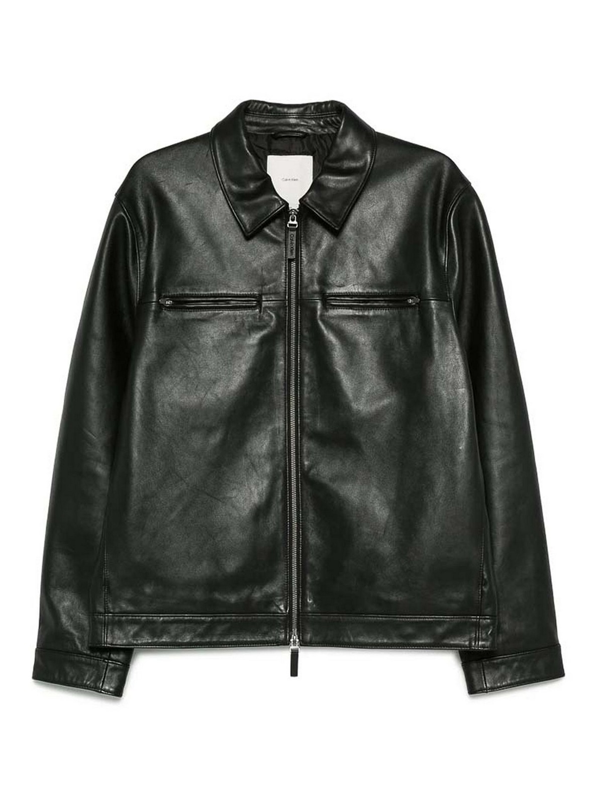 Calvin Klein Leather Outerwear In Black