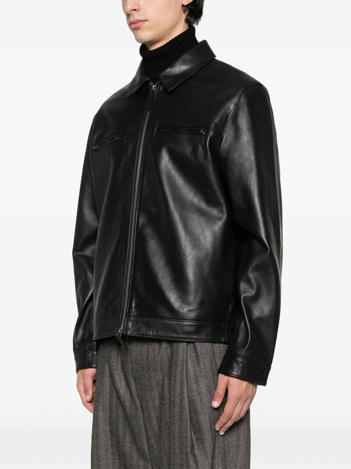 Calvin Klein Leather Outerwear In Black