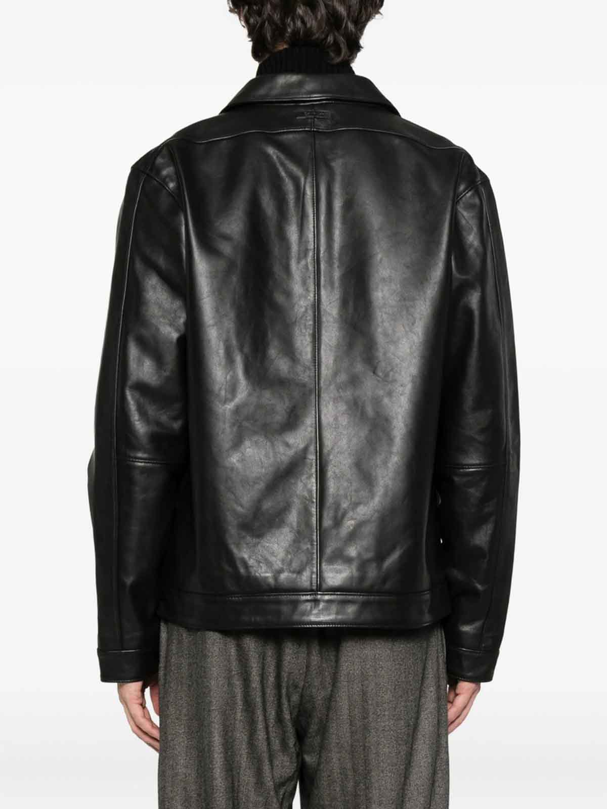Calvin Klein Leather Outerwear In Black