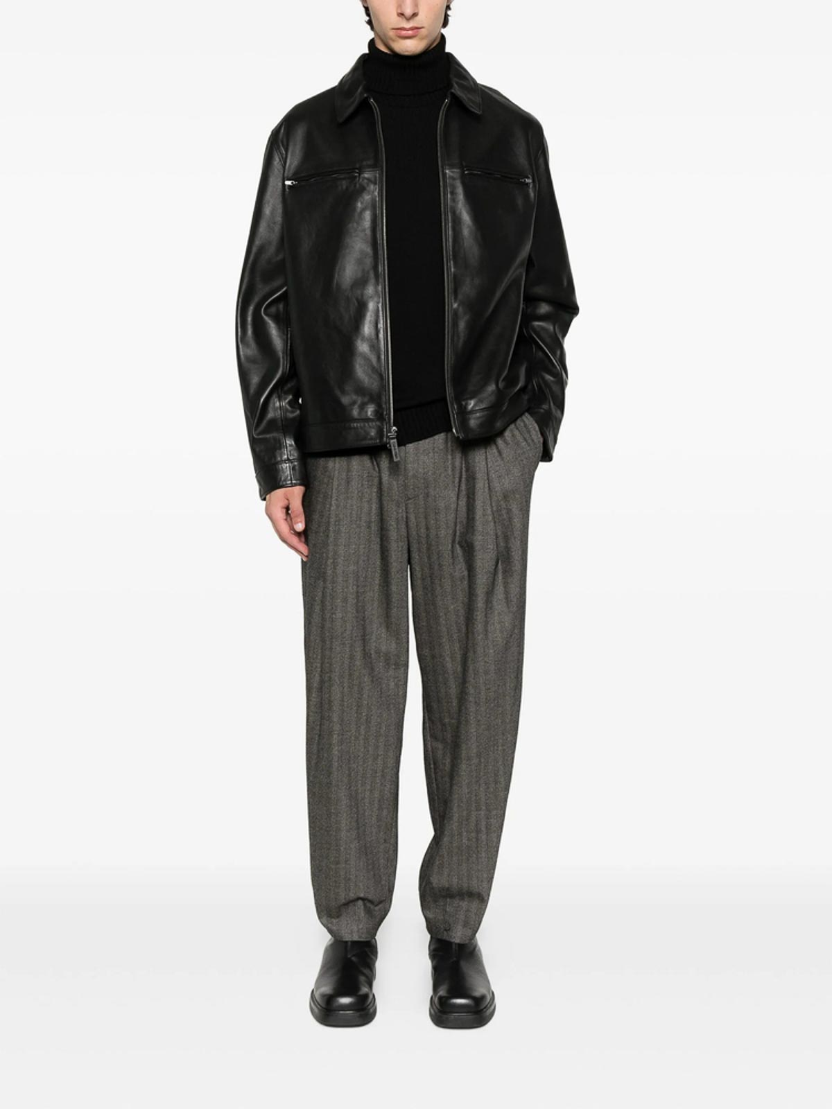 Calvin Klein Leather Outerwear In Black