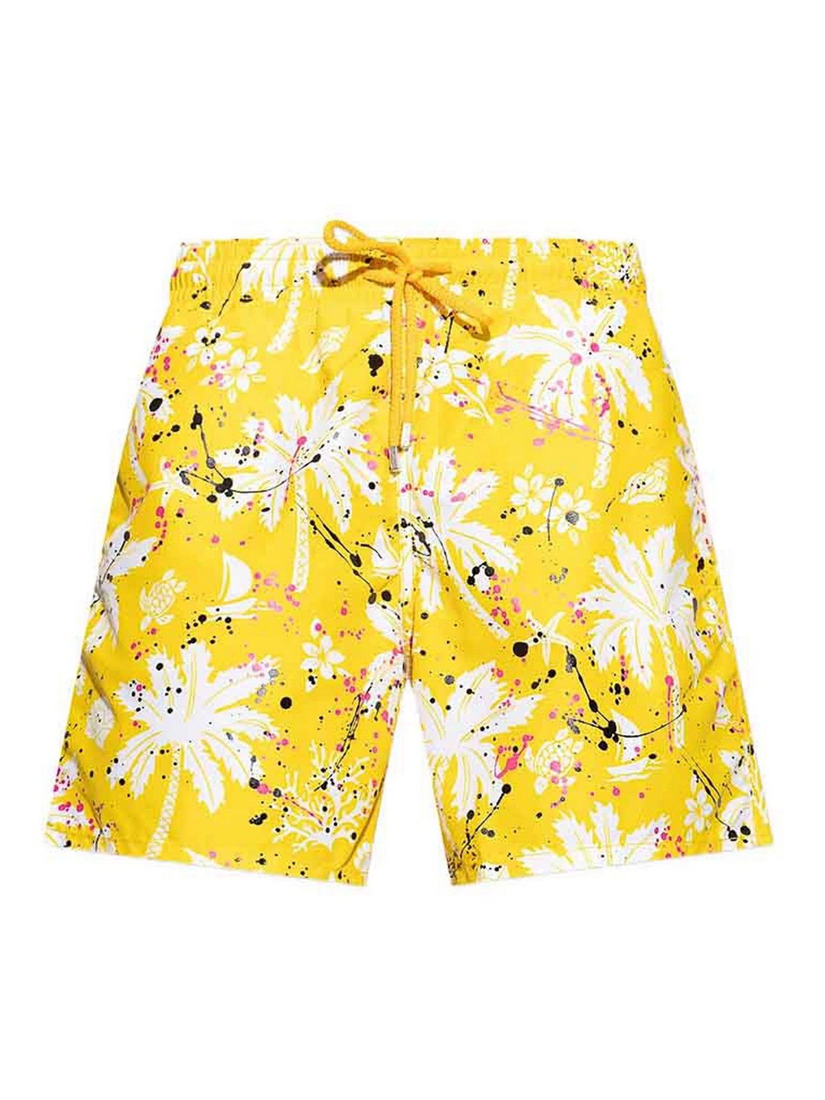 Palm Angels X Vilebrequin Paint Print Swimsuit In Yellow