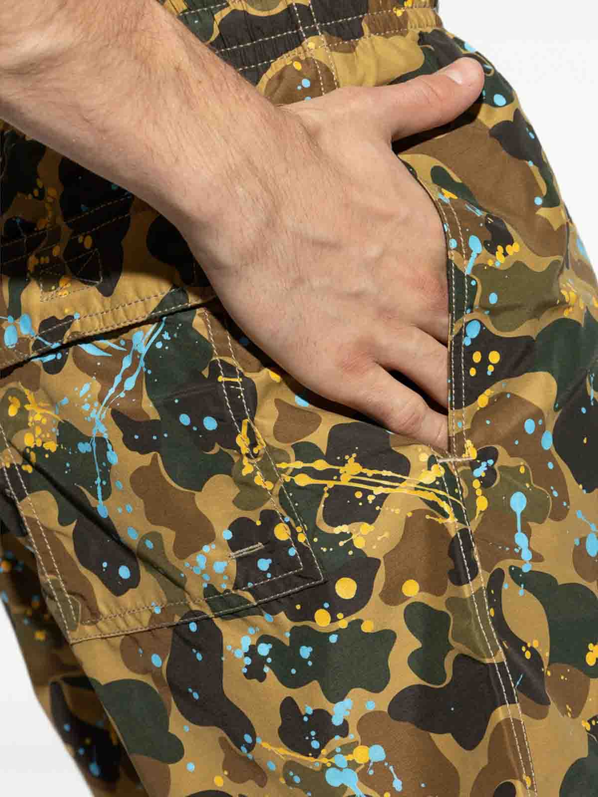 Palm Angels Elastic Waist Swimming Trunks In Brown