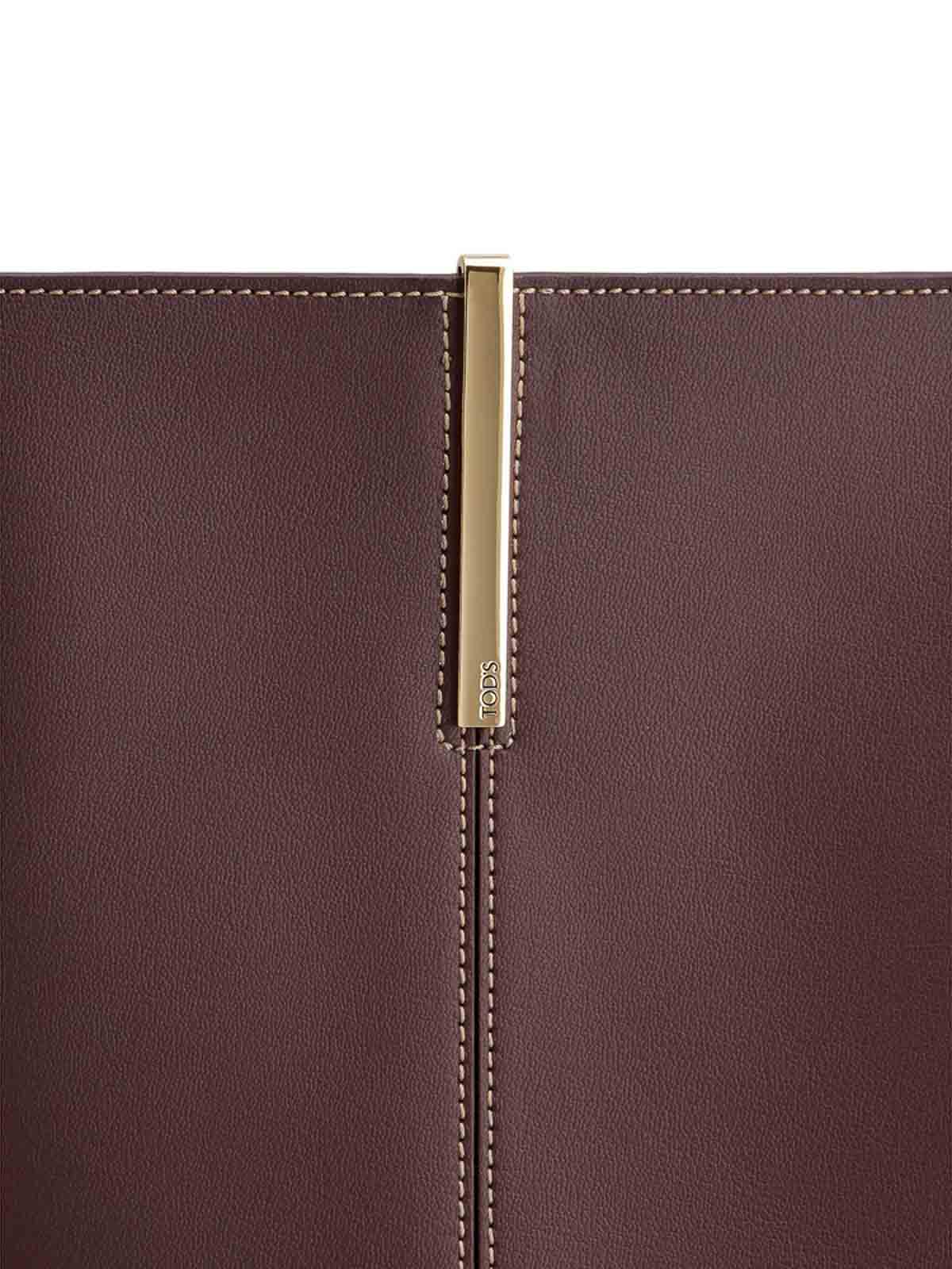 Tod's Medium Leather Shopping Bag With Gold-tone Hardware In Brown