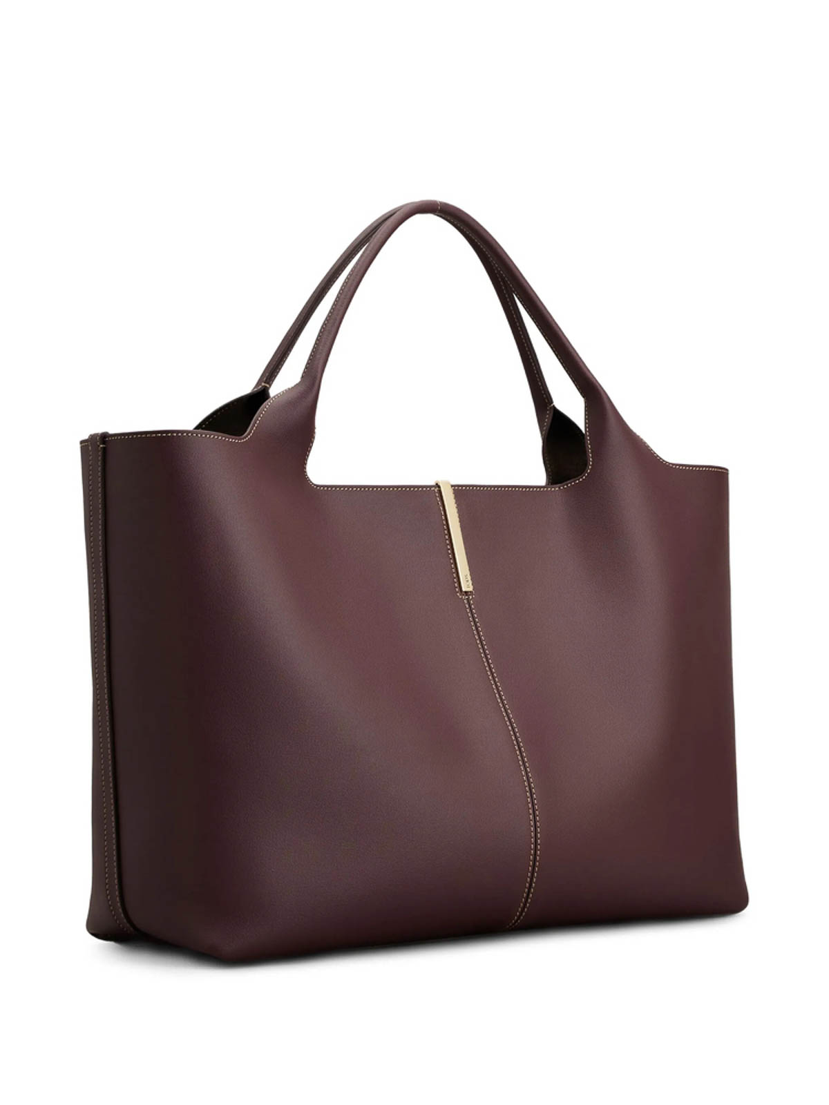 Tod's Medium Leather Shopping Bag With Gold-tone Hardware In Brown