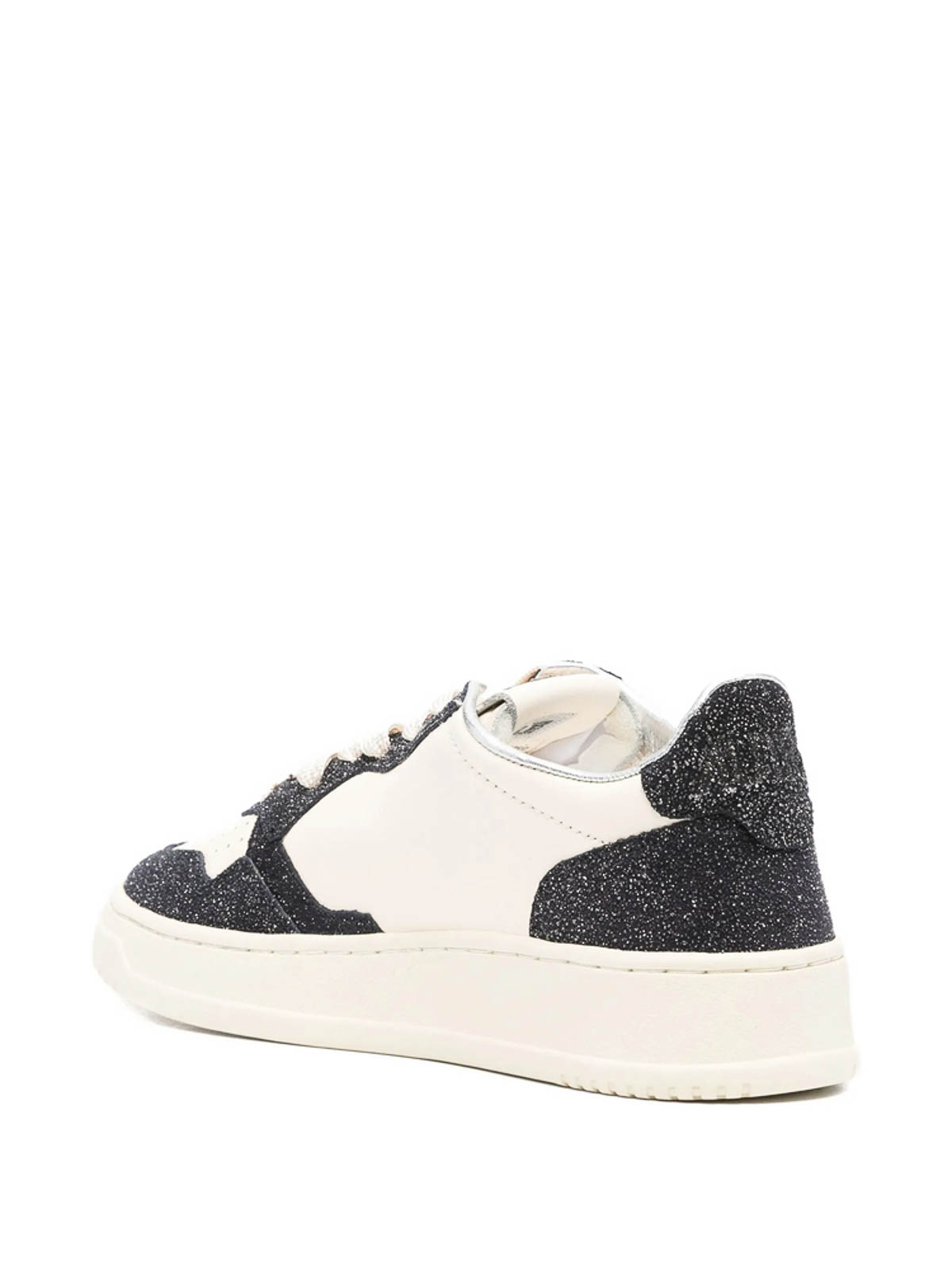 Autry Beige And Blue Leather Medalist Low Sneakers In White