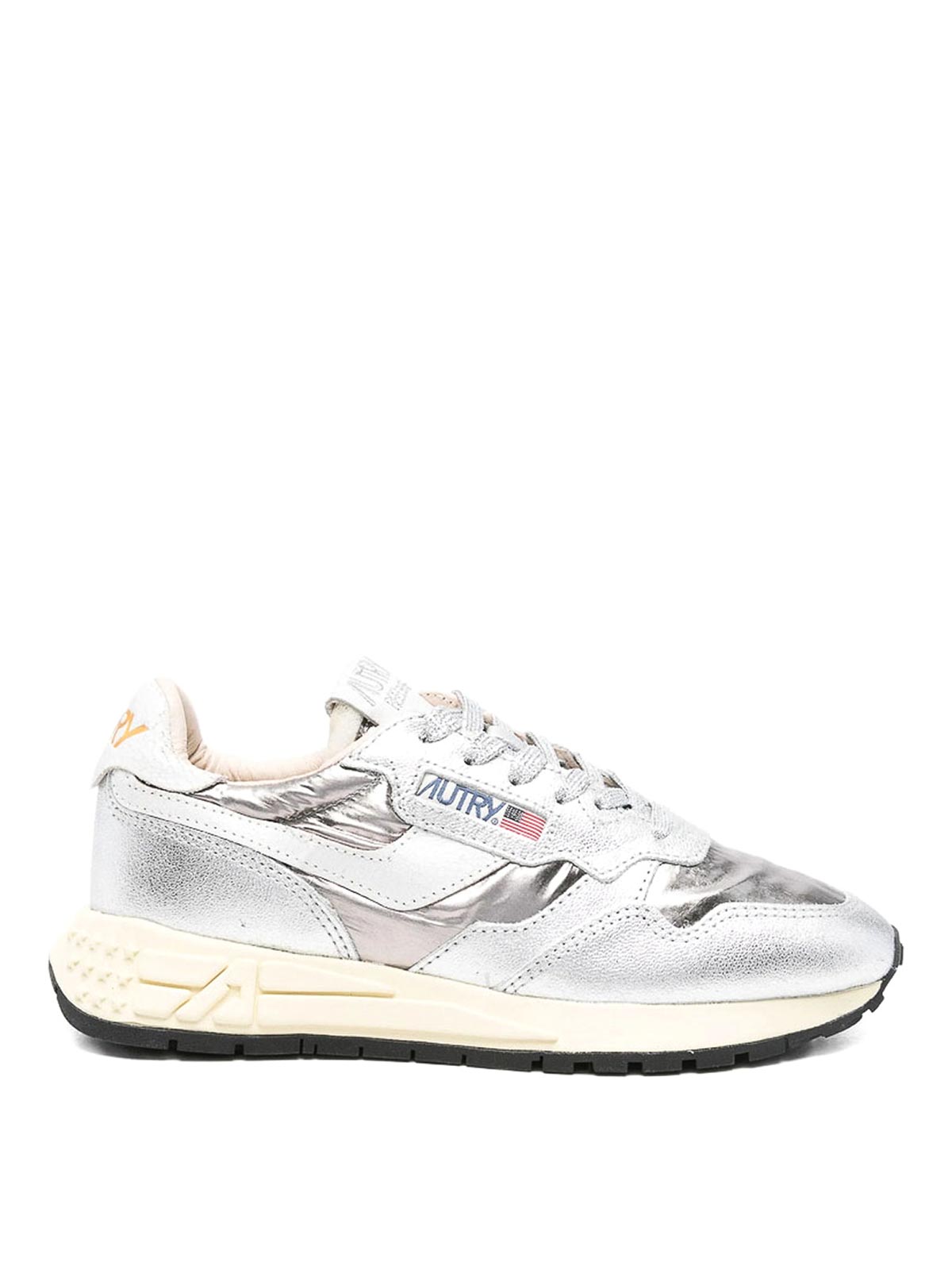 Autry Reelwind Metallic Panelled Sneakers In White