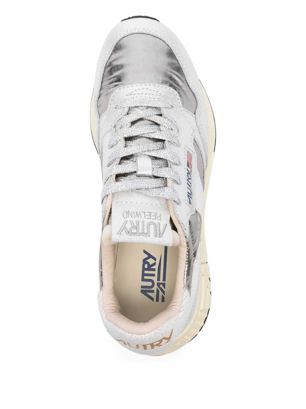 Autry Reelwind Metallic Panelled Sneakers In White