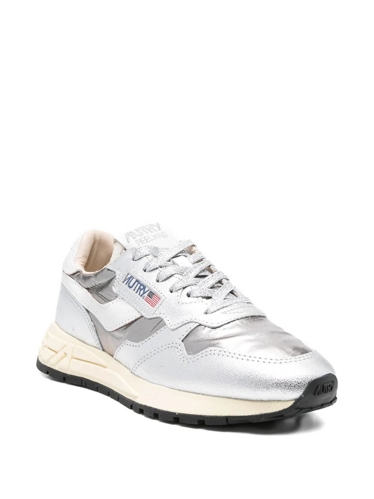 Autry Reelwind Metallic Panelled Sneakers In White