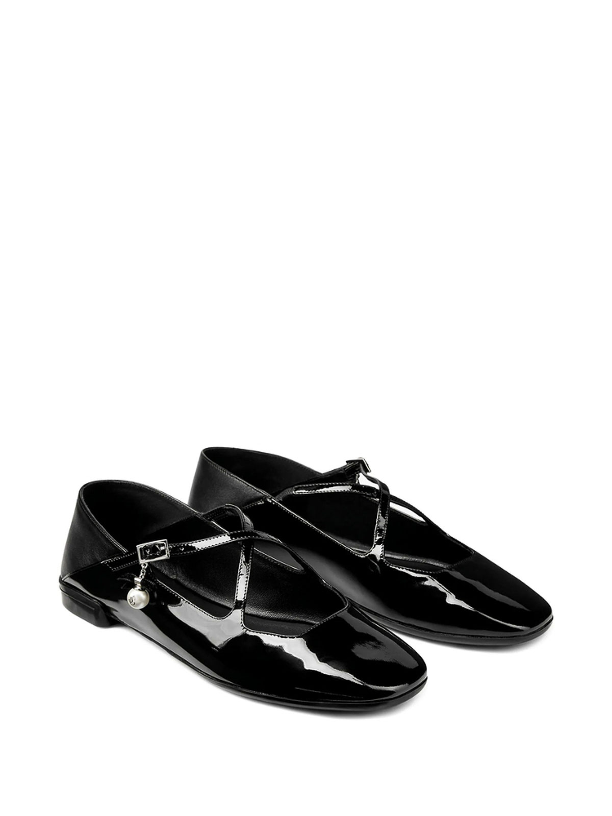 Jimmy Choo Eleri Patent Ballerina Flat In Black