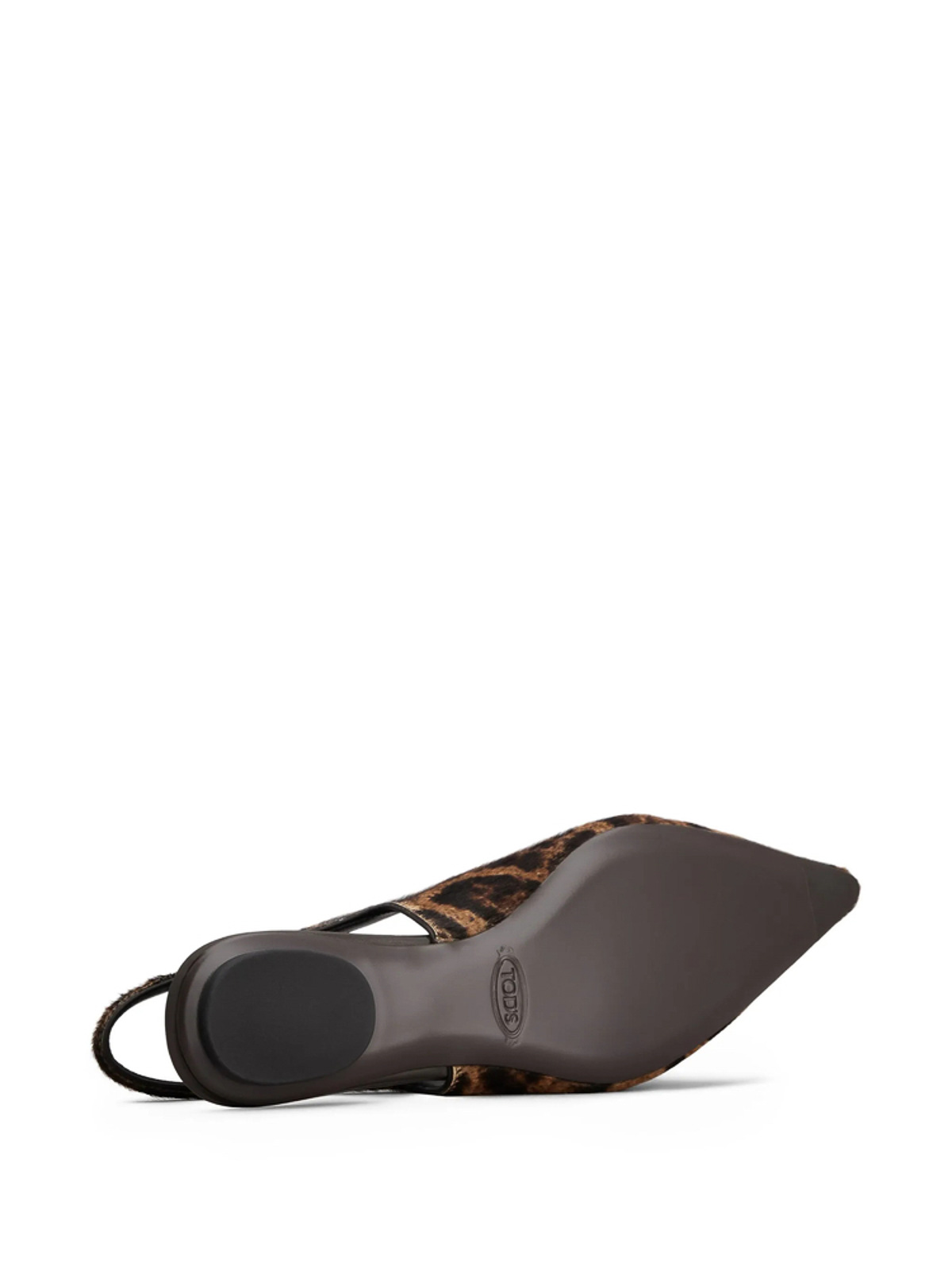 Tod's Embellished Leopard-print Calf Hair Slingback Flats In Brown