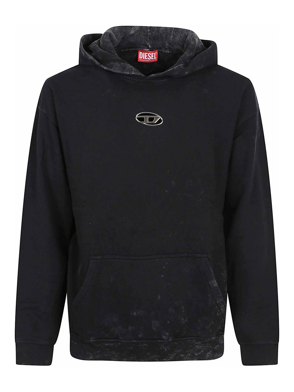 Diesel Hooded Sweatshirt Kangaroo Pockets In Black