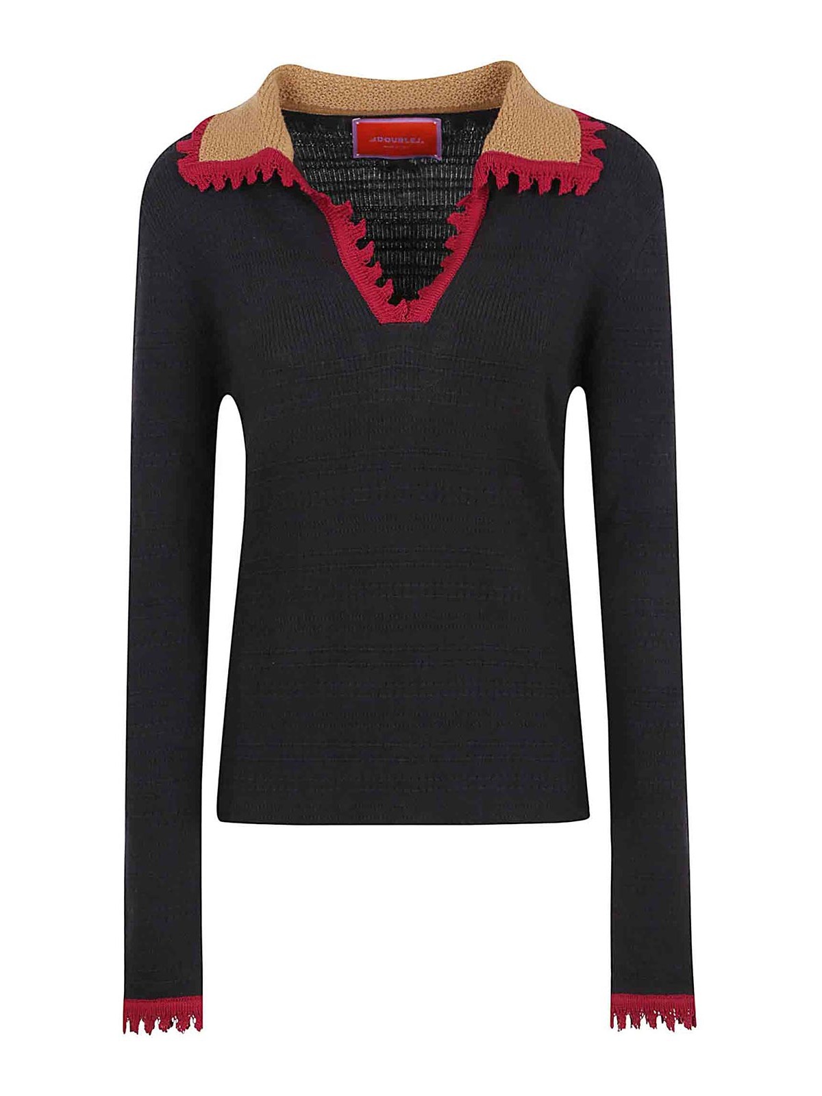 La Doublej Picket Polo Jumper In Black