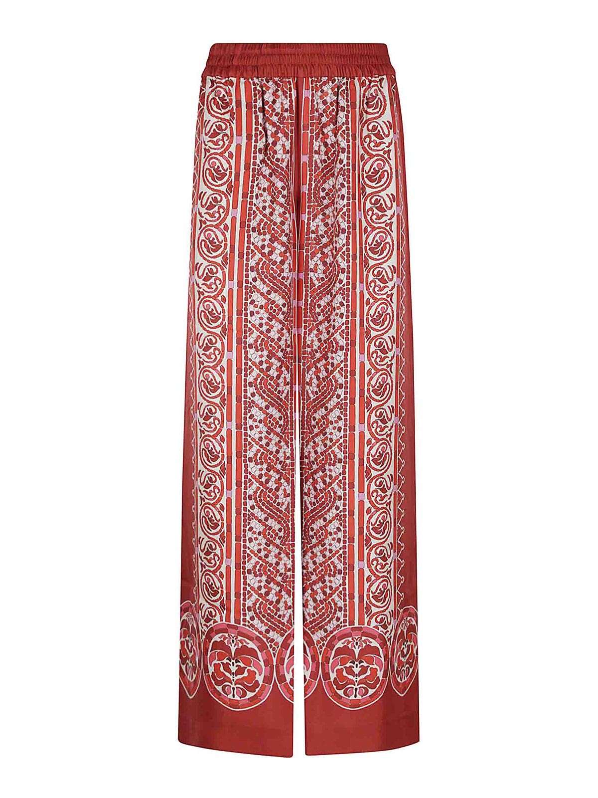La Doublej La Double J Silk Twill Palazzo Pants With Cobra Pattern In Red