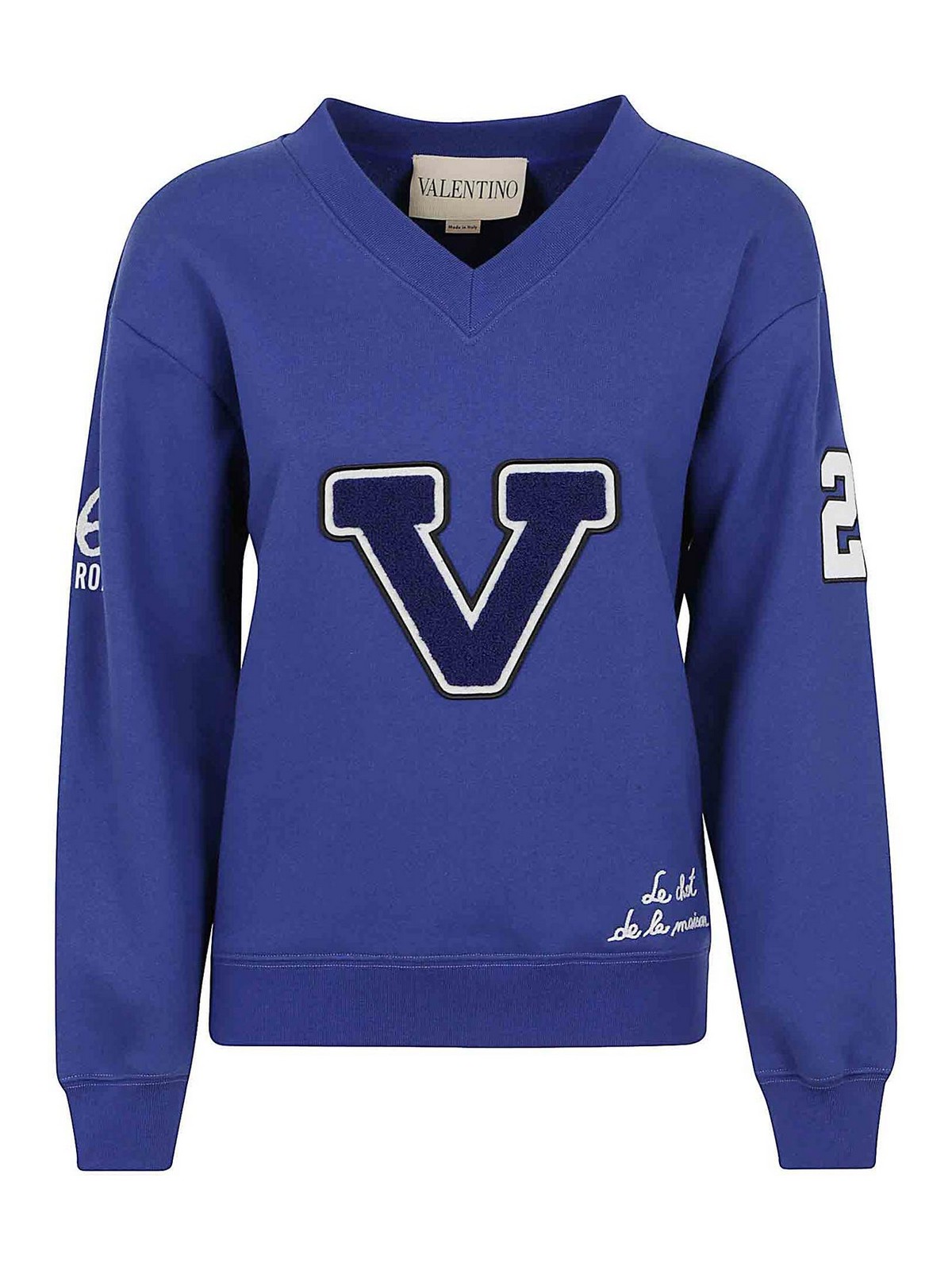 Valentino Garavani Sweatshirt With V And Le Chat De La Maison In Blue