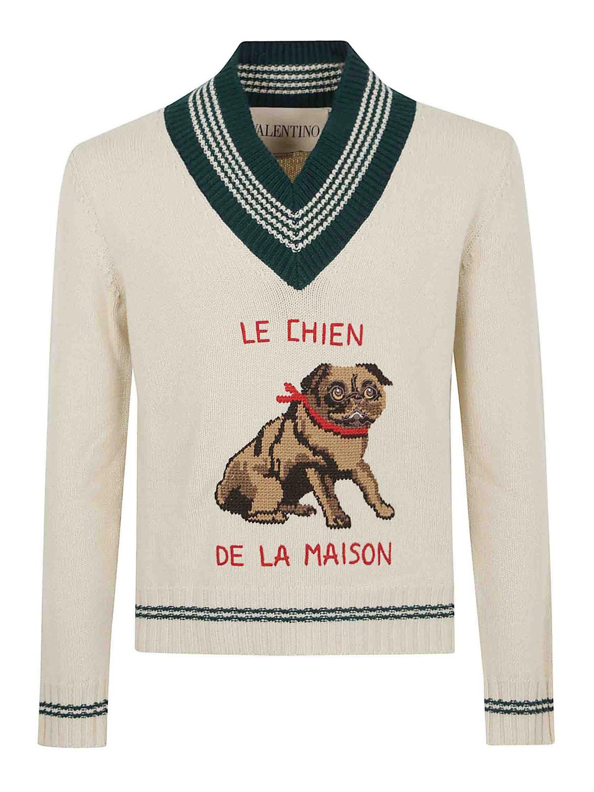 Valentino Garavani Butter-coloured Sweater With Le Chien De La Maison In Neutral