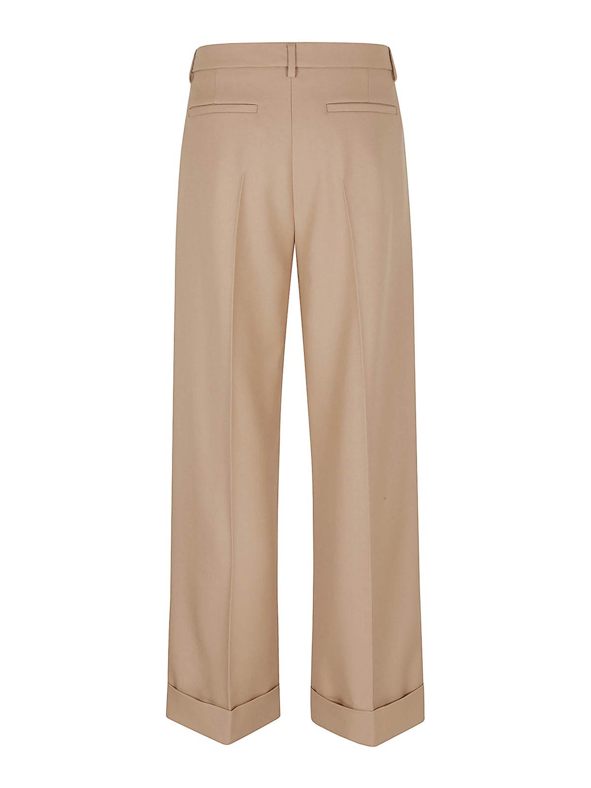 Valentino Garavani Wide Leg Wool Trousers With Turn-up Hem In Multi