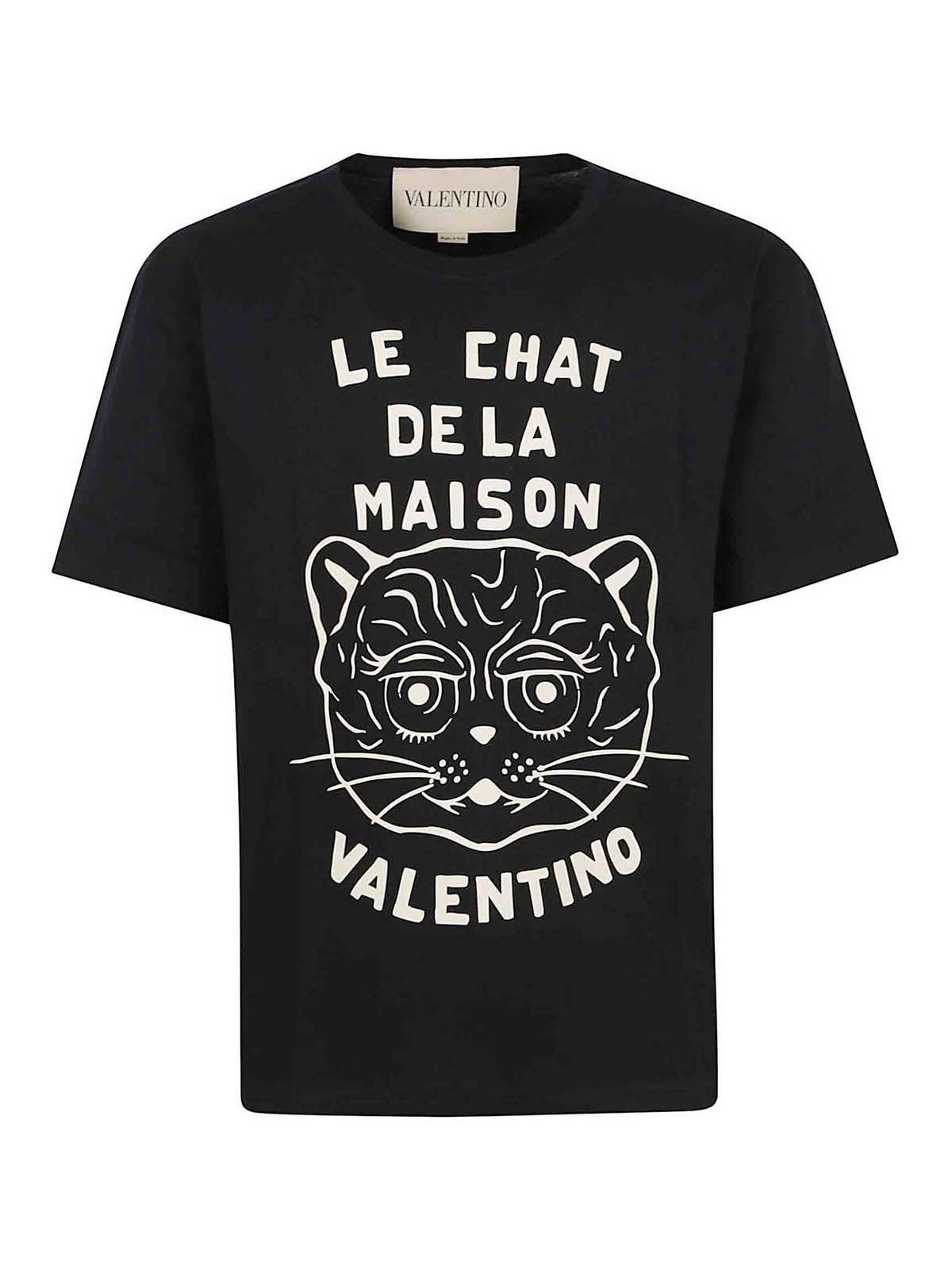 Valentino Garavani T-shirt With Le Chat De La Maison Print In Black